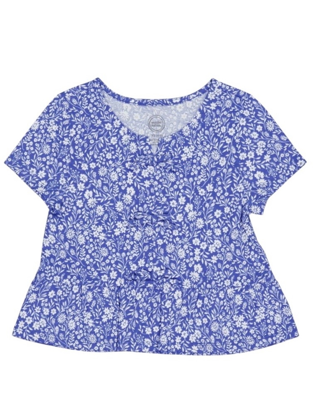 Wonder Nation Girls Bow Front Top, Rally Blue
